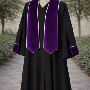 عباية لون أسود مع شال وقبعة (بنفسجي)