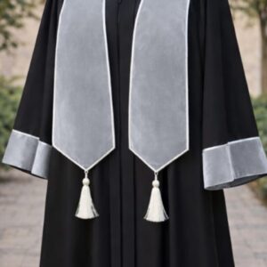 عباية لون أسود مع شال وقبعة (رمادي)